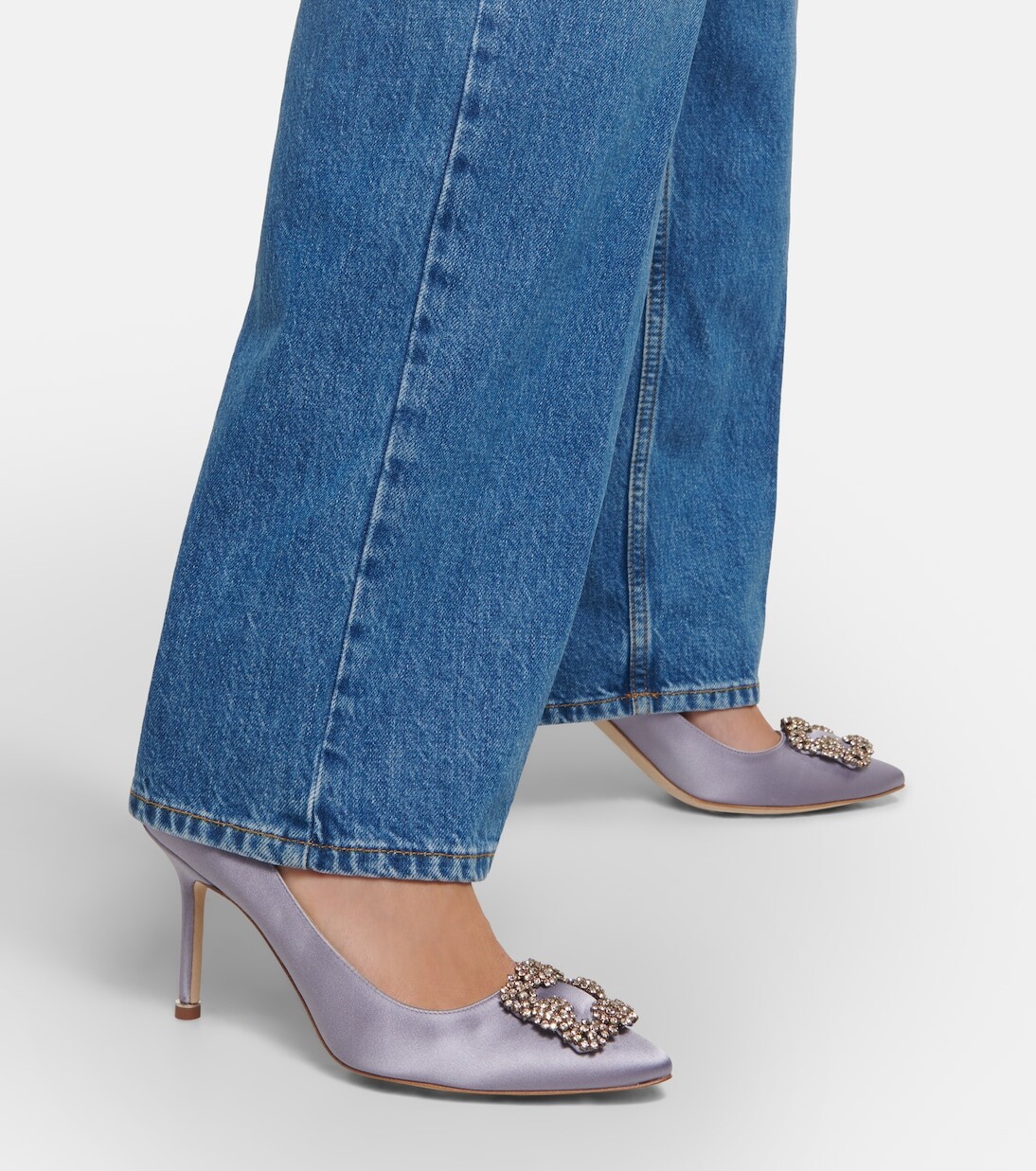 Атласные туфли hangisi 90 с декором Manolo Blahnik, фиолетовый — фото 4