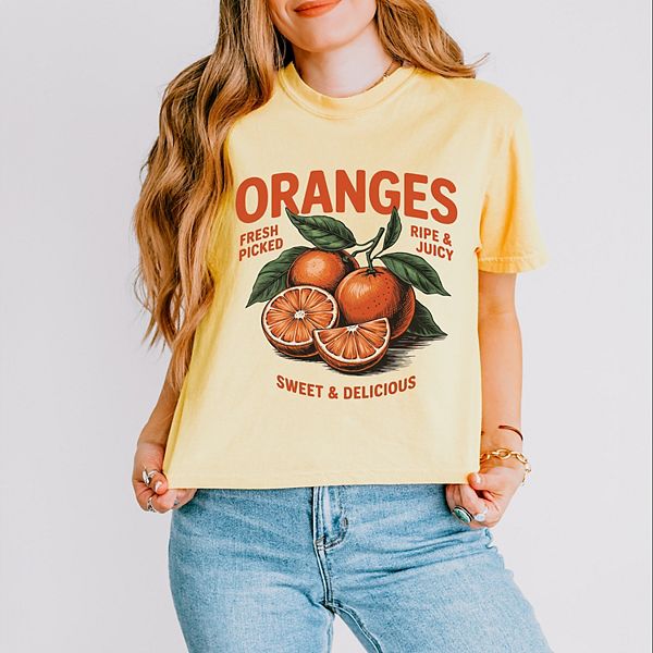 

Футболка с принтом Fresh picked oranges vintage Simply Sage Market, Butter, Зеленый, Футболка с принтом Fresh picked oranges vintage Simply Sage Market, Butter