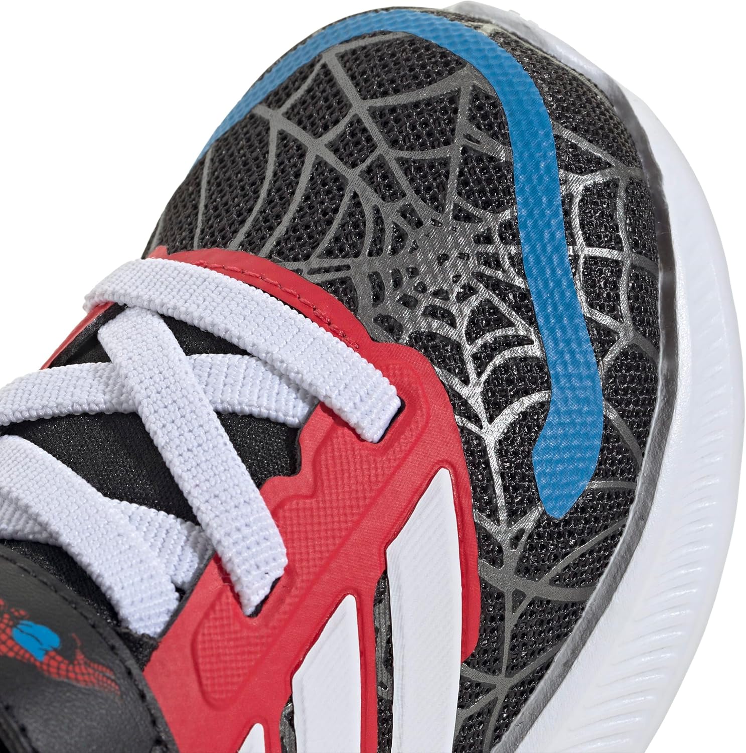 Детские кроссовки Adidas для малышей-мальчиков Marvel Run Falcon с эластичной шнуровкой и ремешком, белый/черный — фото 2