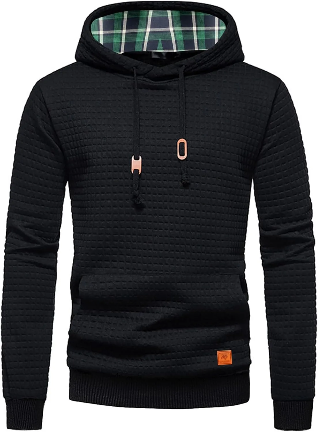 

Мужской худи с капюшоном, стеганый, в клетку, с карманами evzosrz