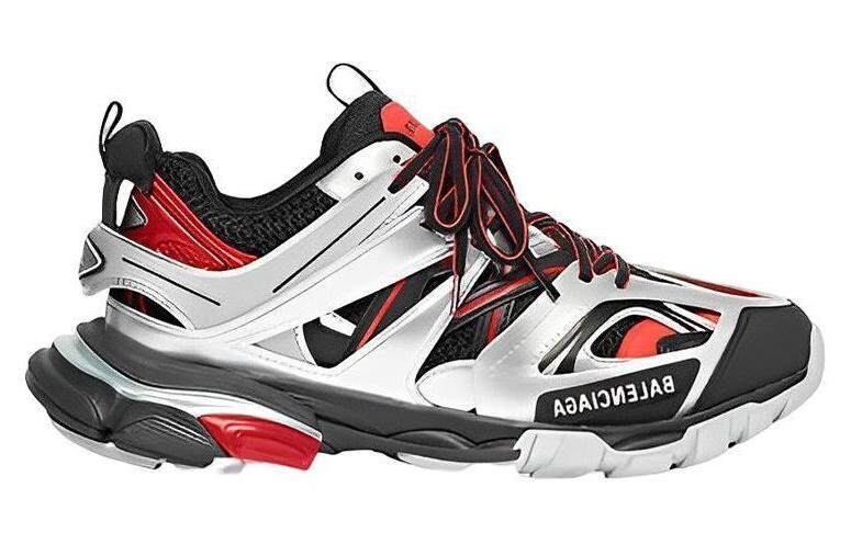 Кроссовки мужские Balenciaga Track, серебряный / красный — фото 2