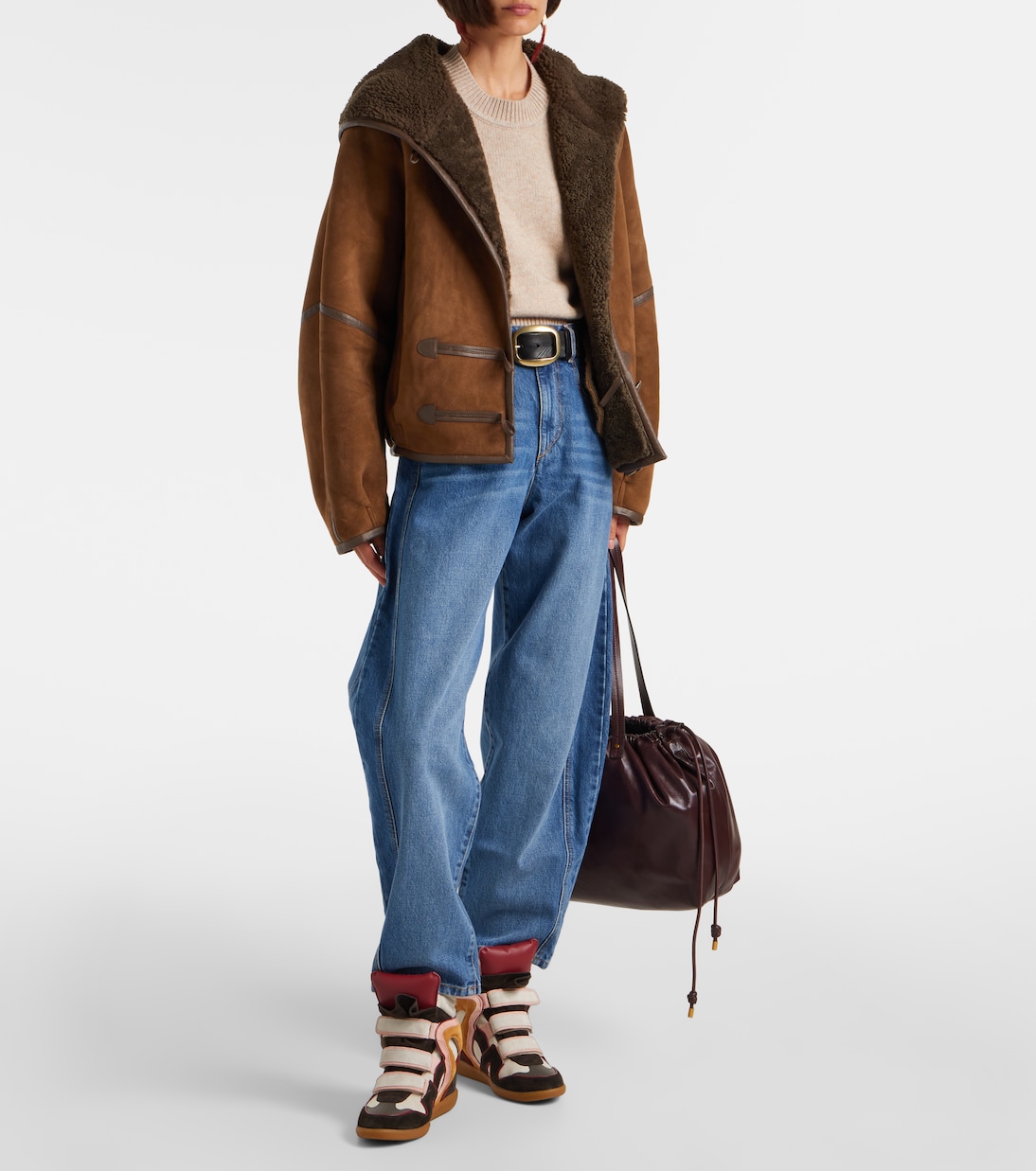 Кроссовки Bekett из замши и кожи на танкетке Isabel Marant, разноцветный — фото 3