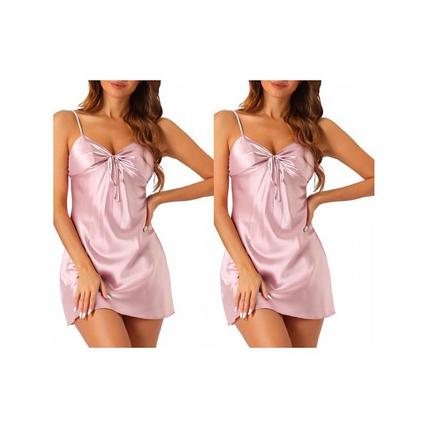 

2 упаковки женской атласной ночной сорочки без рукавов и спинки с вставками для груди Inspire Chic, Pink