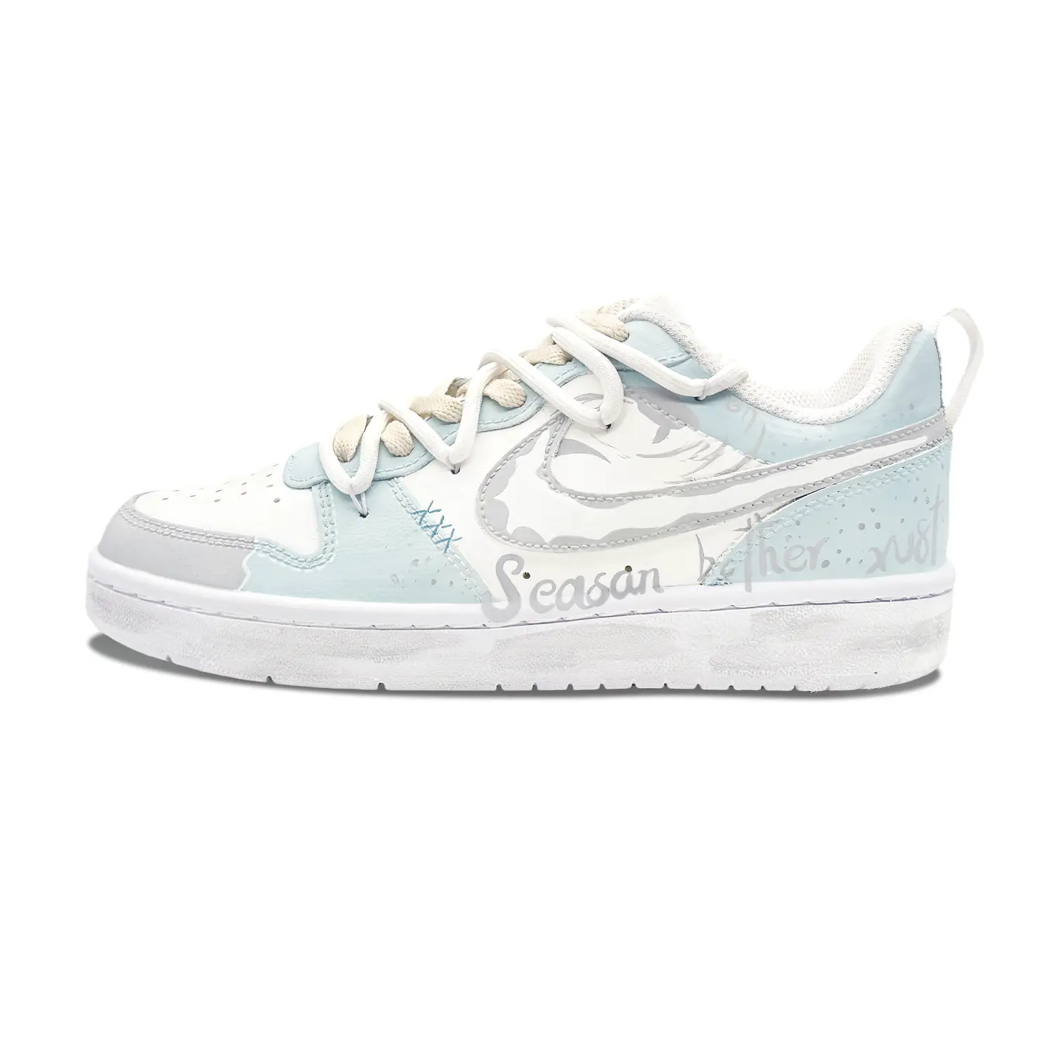 

Кроссовки Nike Court Borough Skateboarding Shoes Women's Low-top White/Gray/Blue, синий