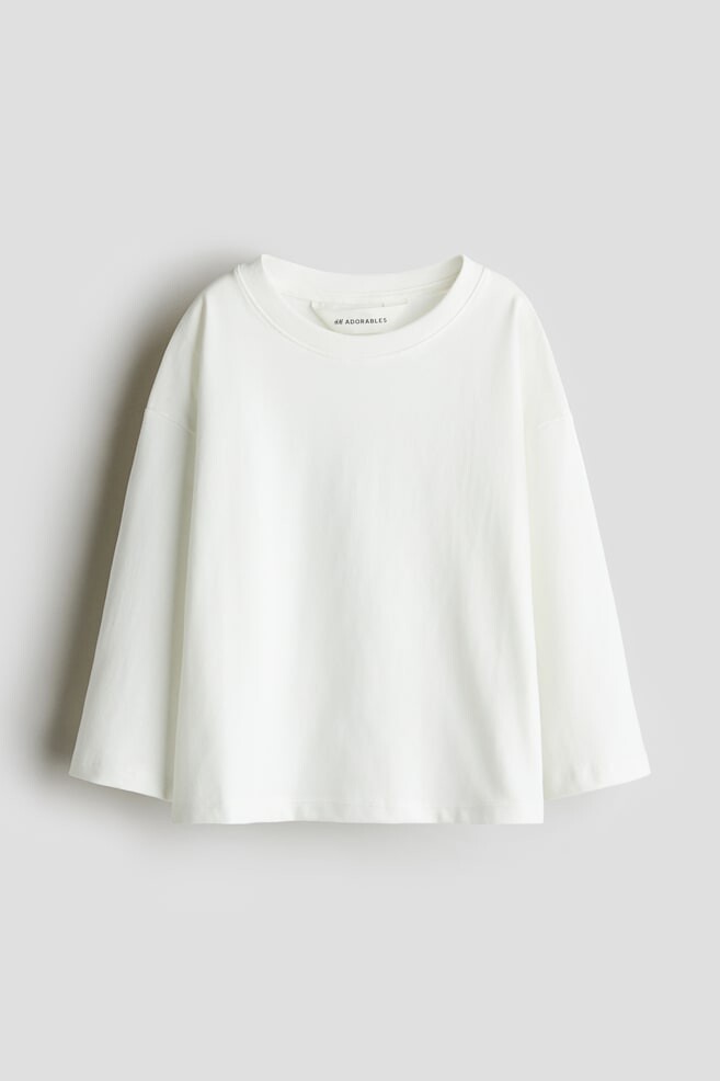 

Футболка с длинными рукавами из хлопка пима H&M, белый