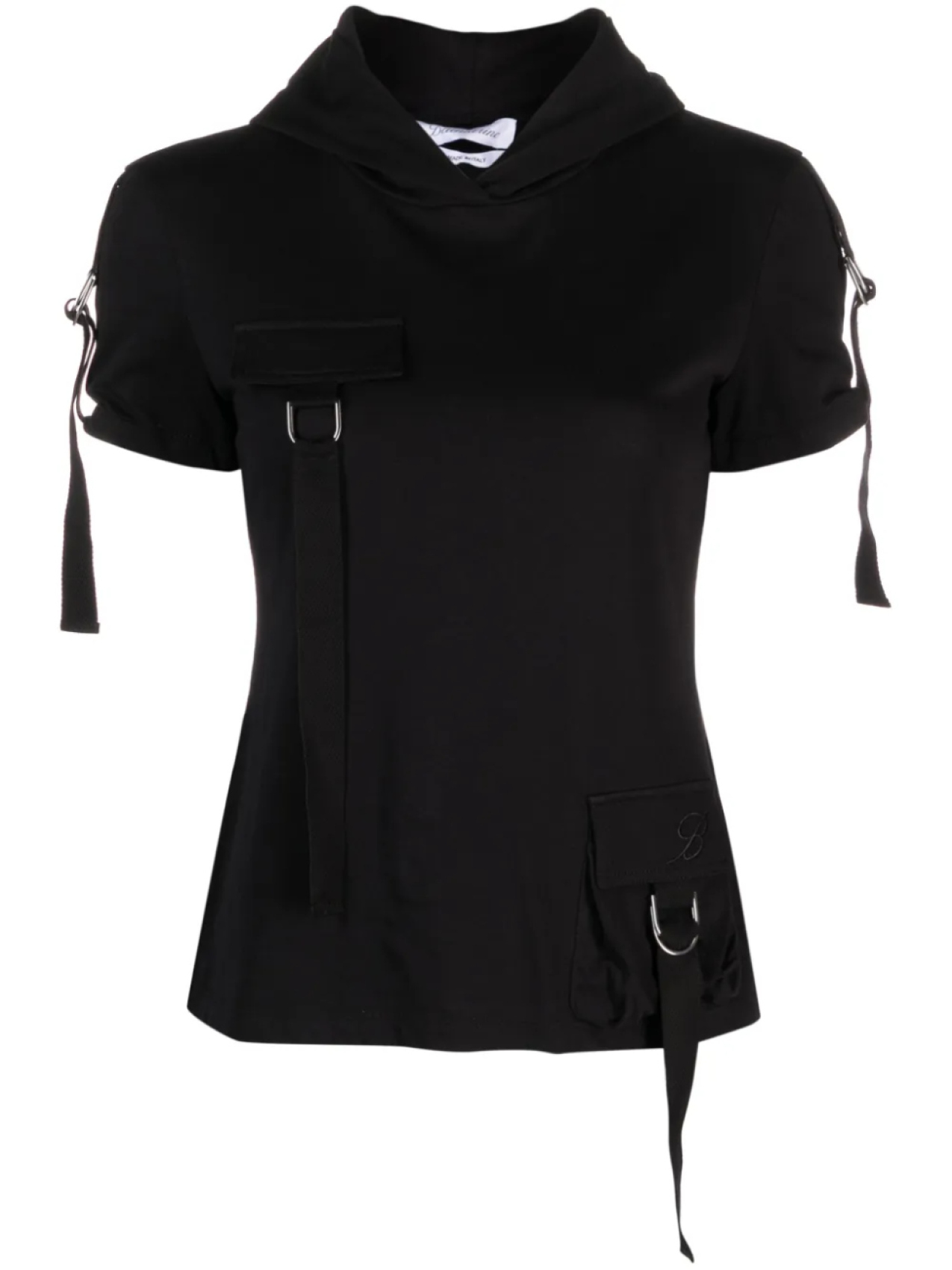 

Футболка из хлопка с капюшоном и карманом-карго Blumarine, черный