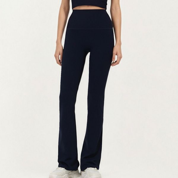 

Женские брюки с высокой талией и расклешенным низом из эластичной ткани slim fit Anna-Kaci, Navy