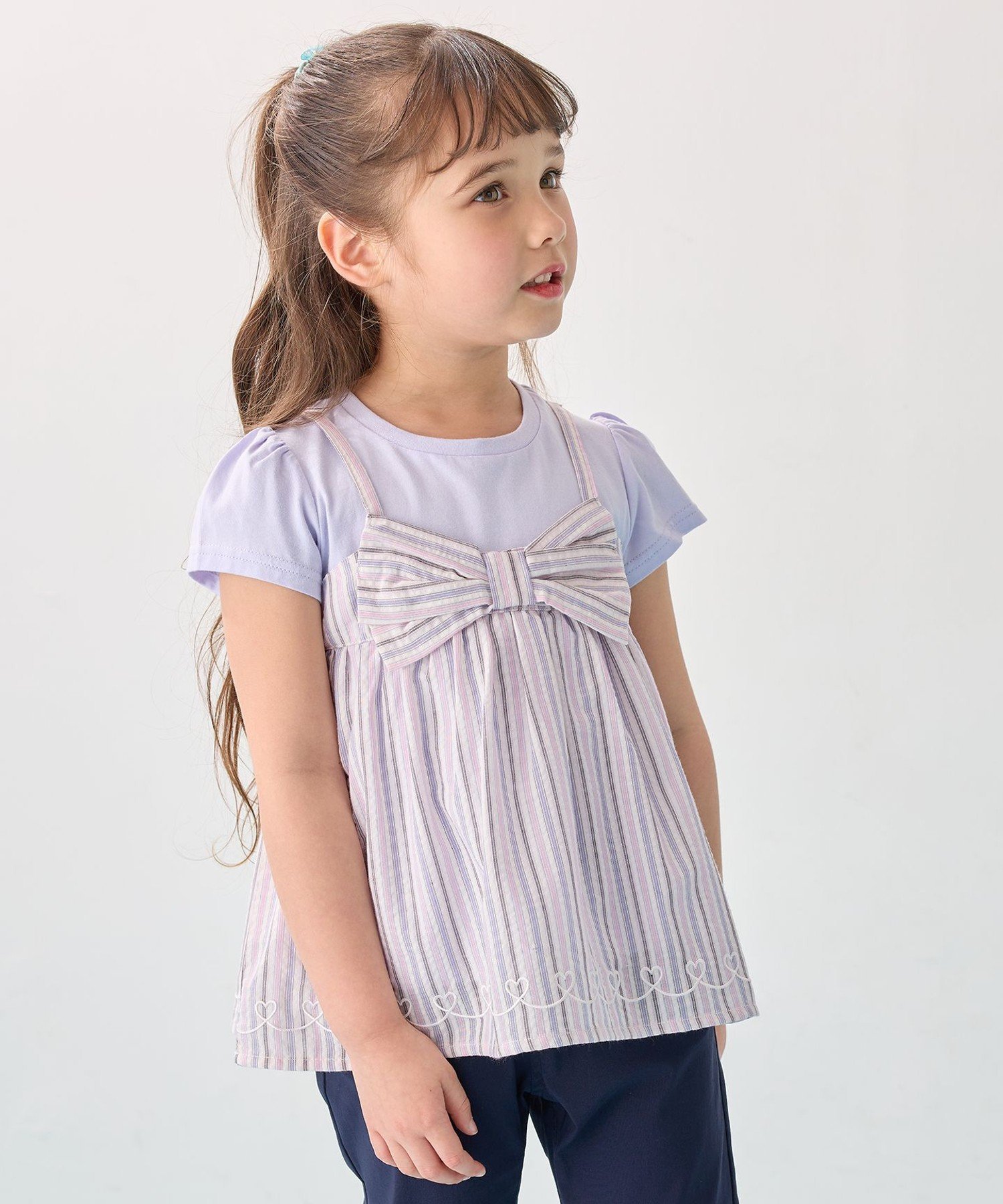 Футболка с изображением камизоля и стыковки ANY KIDS, Lavender Stripe[182]