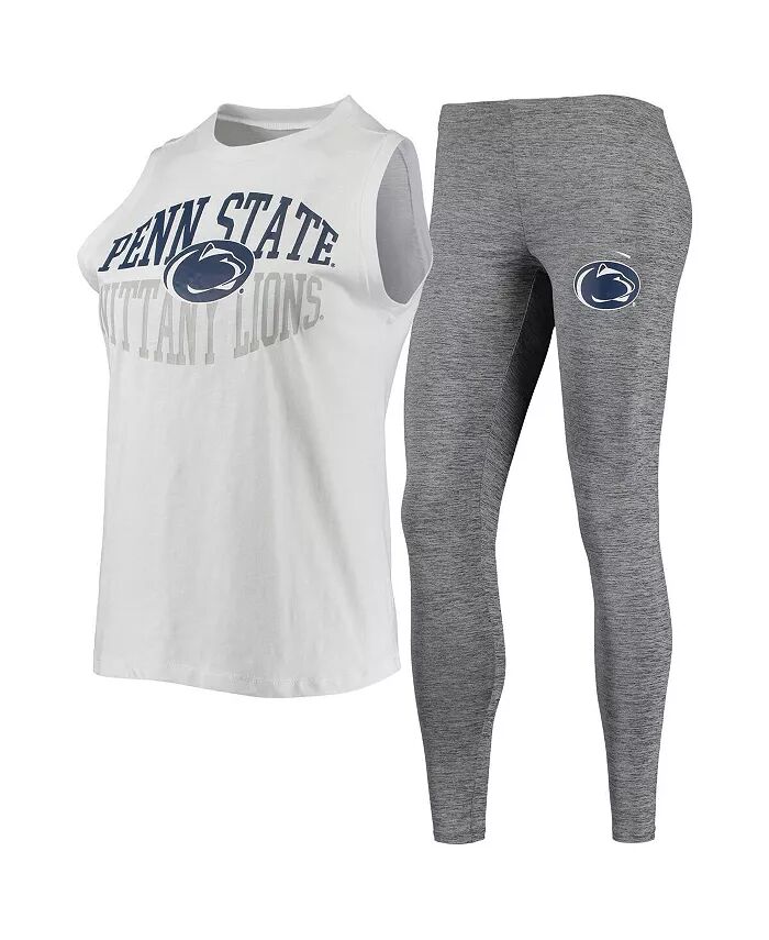 

Женский комплект для сна из топа и леггинсов Penn State Nittany Lions цвета уголь и белого цвета Concepts Sport