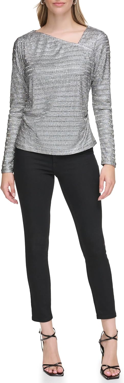 

Женский трикотажный топ Calvin Klein Plus с длинными рукавами и принтом, Silver