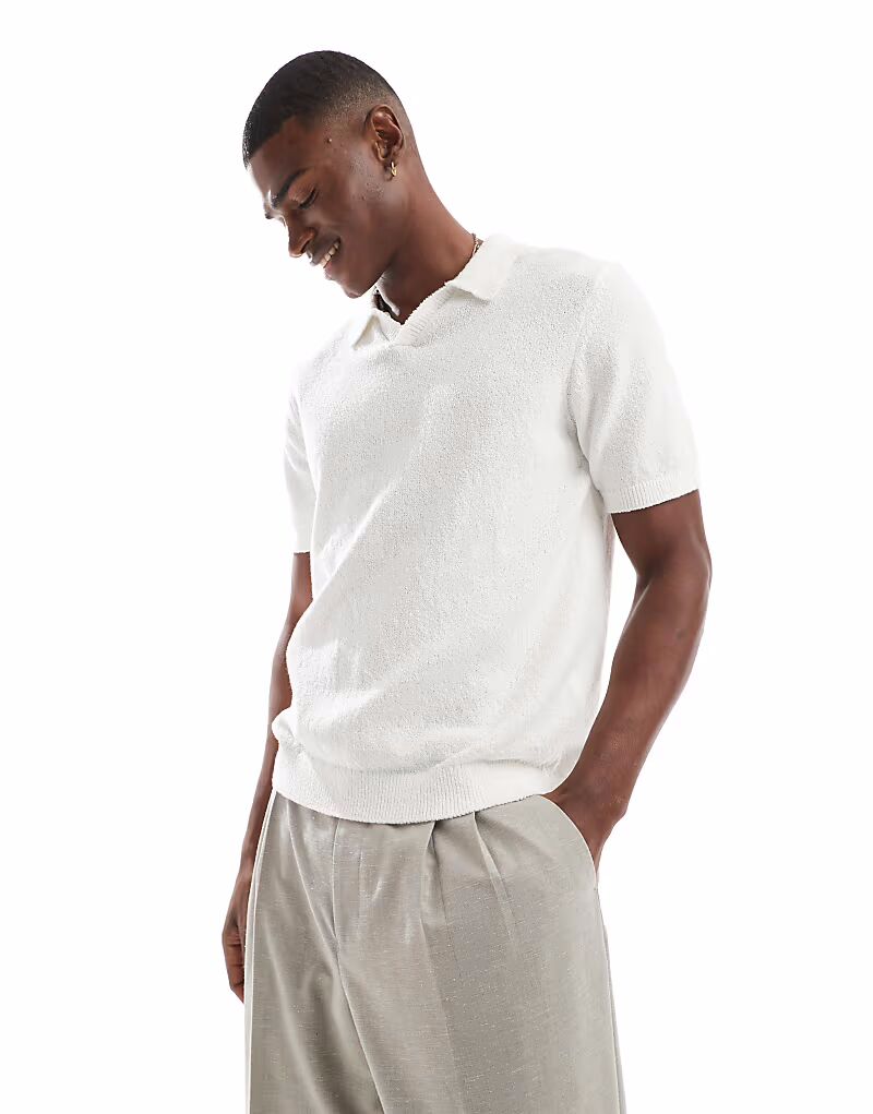 

Рубашка-поло Jack & Jones Premium с круглым вырезом белого цвета