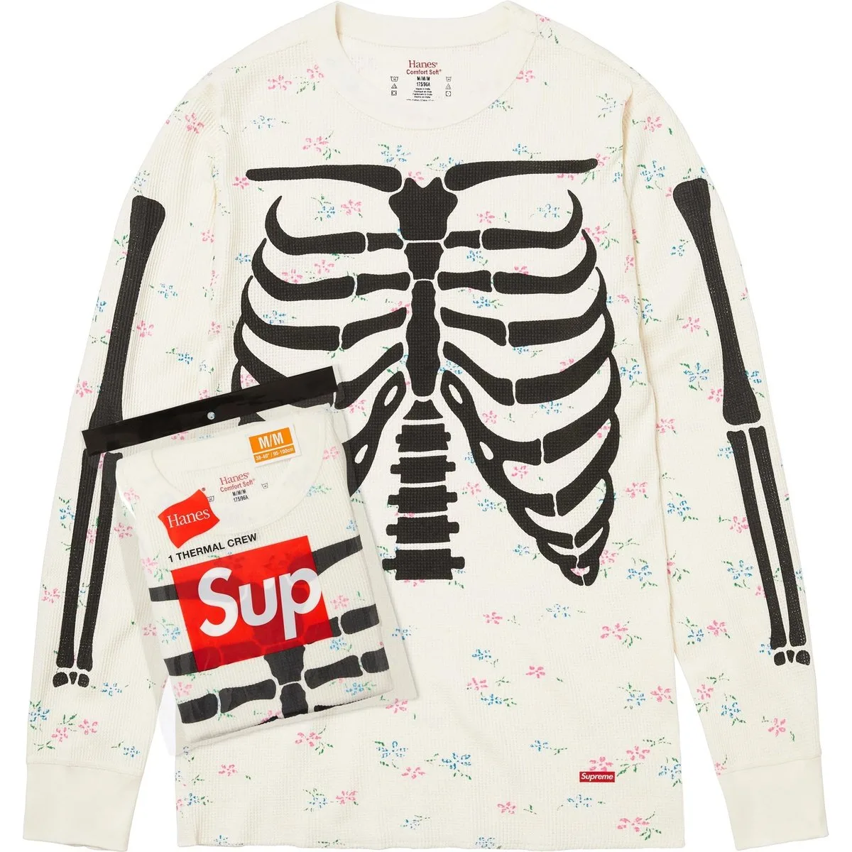 Термобрюки Hanes с принтом в виде костей Supreme, желтый — фото 4