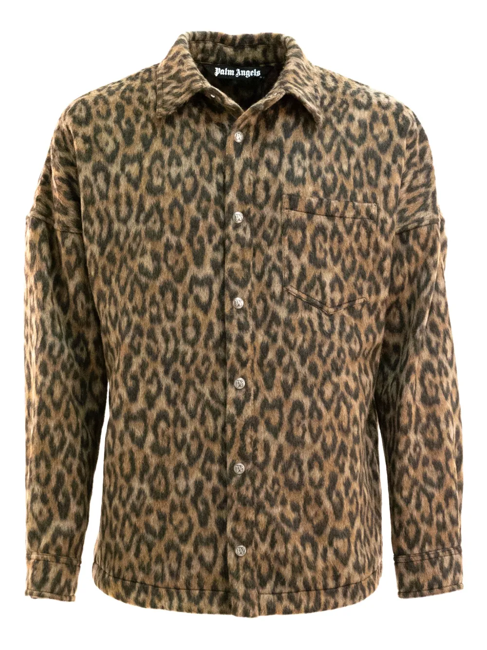 

Куртка с леопардовым принтом и накладным карманом на груди Palm Angels, коричневый