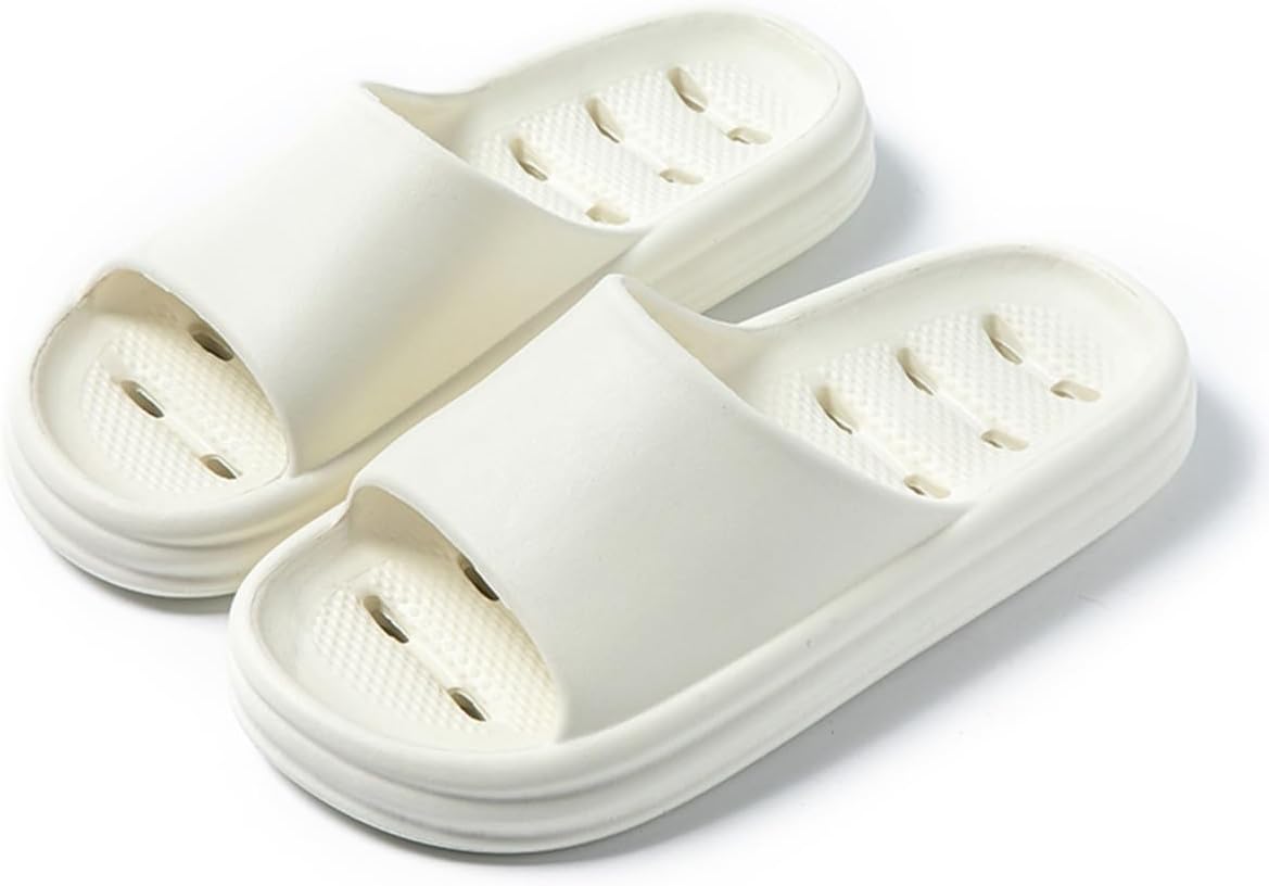 

Душевые тапочки для женщин и мужчин, тапочки для ванной с дренажными отверстиями, душевые сандалии, шлепанцы для бассейна и пляжа Auxdiq, белый
