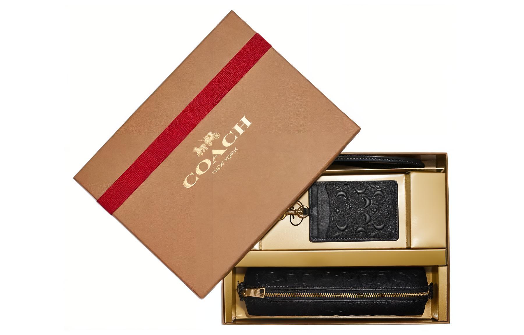 

COACH Пенал Smooth Calfskin, косметичка, папка для документов, подарочный набор Small женский black