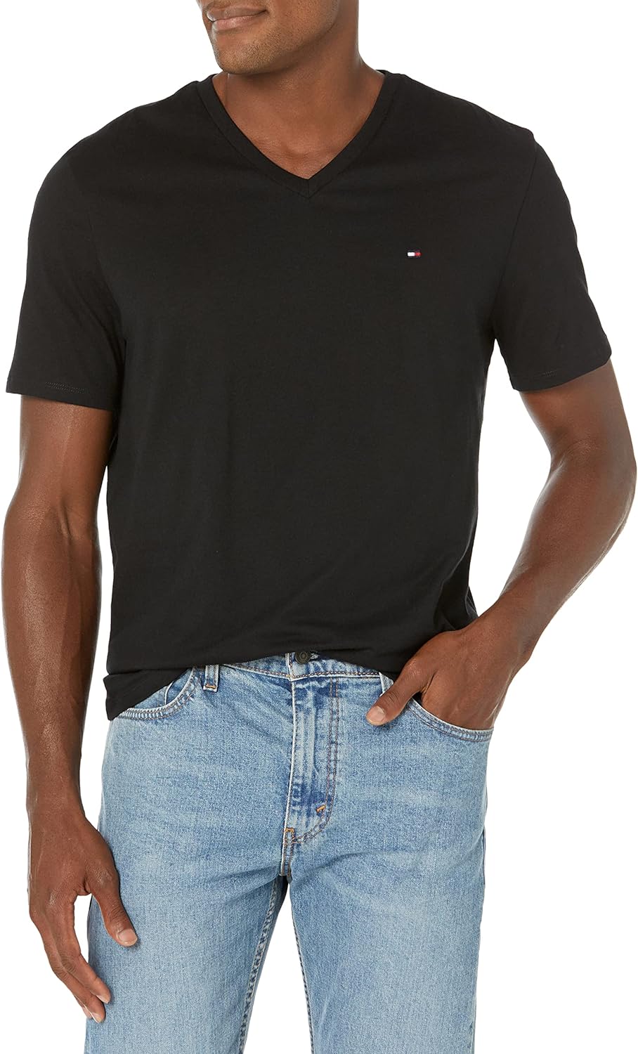 

Мужская футболка Tommy Hilfiger с V-образным вырезом и флагом, Dark Sable