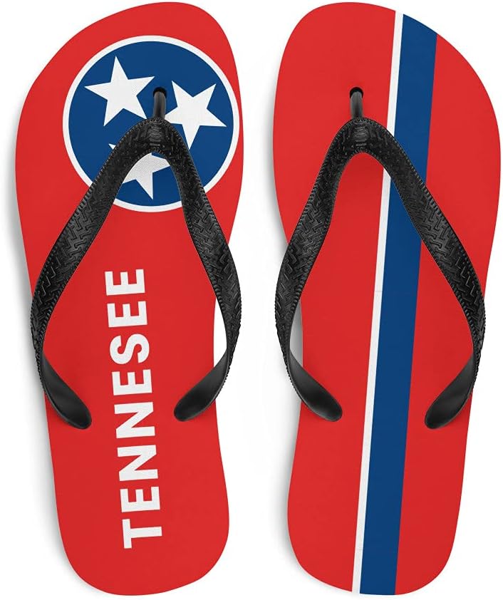 

Сланцы Dressed Up Mule с флагом Теннесси - красно-синие цвета, звезды, унисекс, мужские и женские шлепанцы для пляжа, бассейна и душа