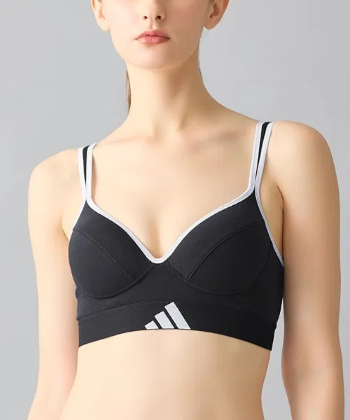 Спортсбра adidas с формованными чашками, дышащая, чёрный
