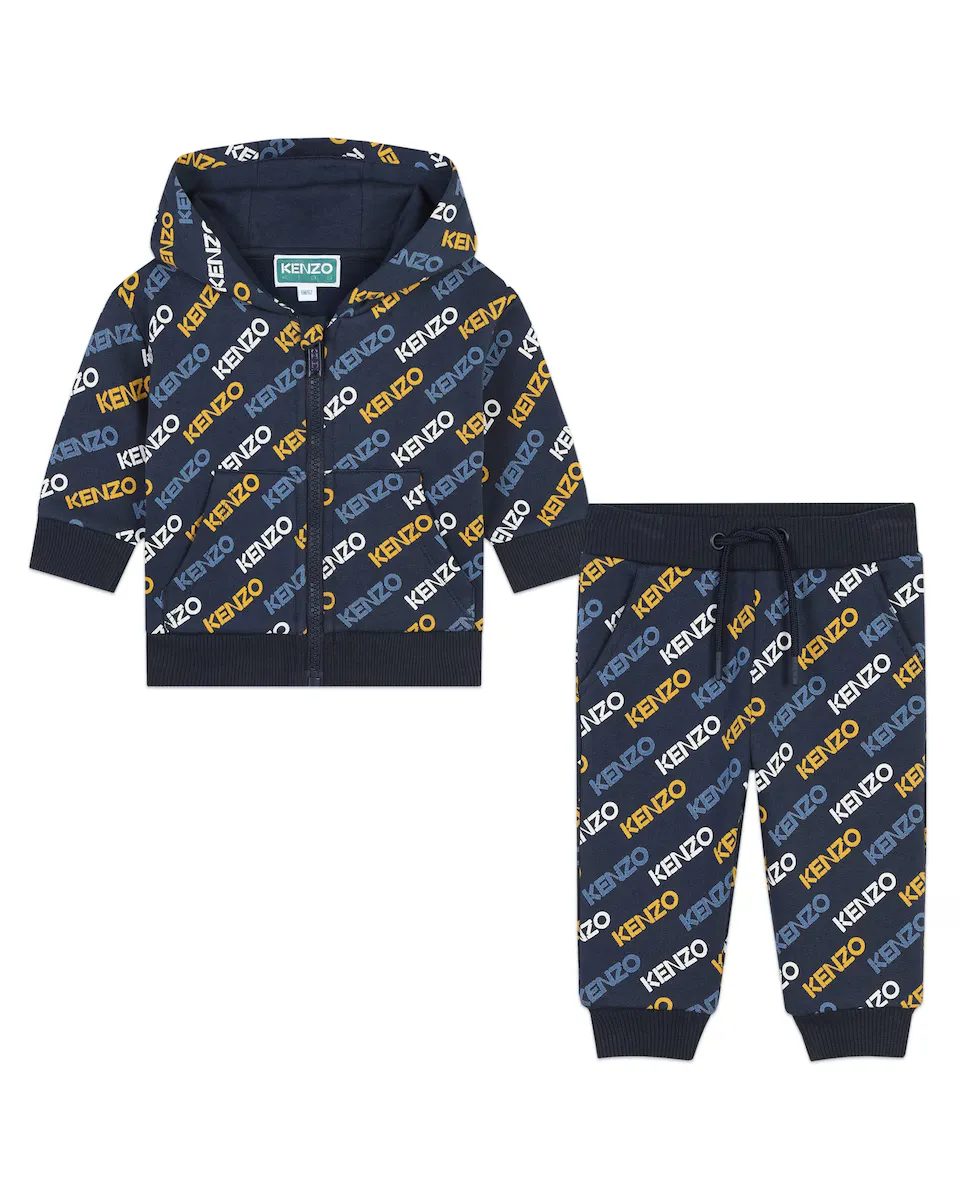 

Хлопковый спортивный костюм для мальчика с монограммой Kenzo Kids, темно-синий