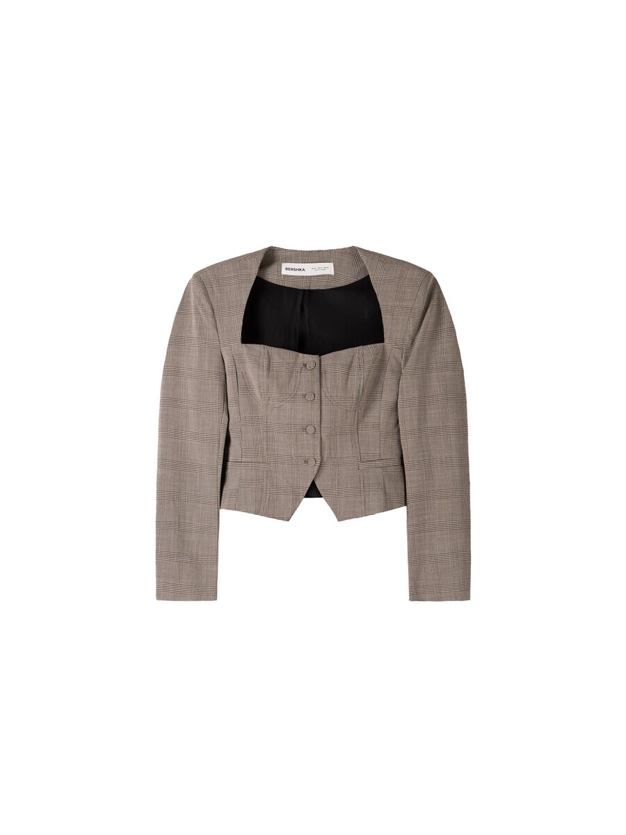 

Классический блейзер Bershka Blazer, цвет mottled brown