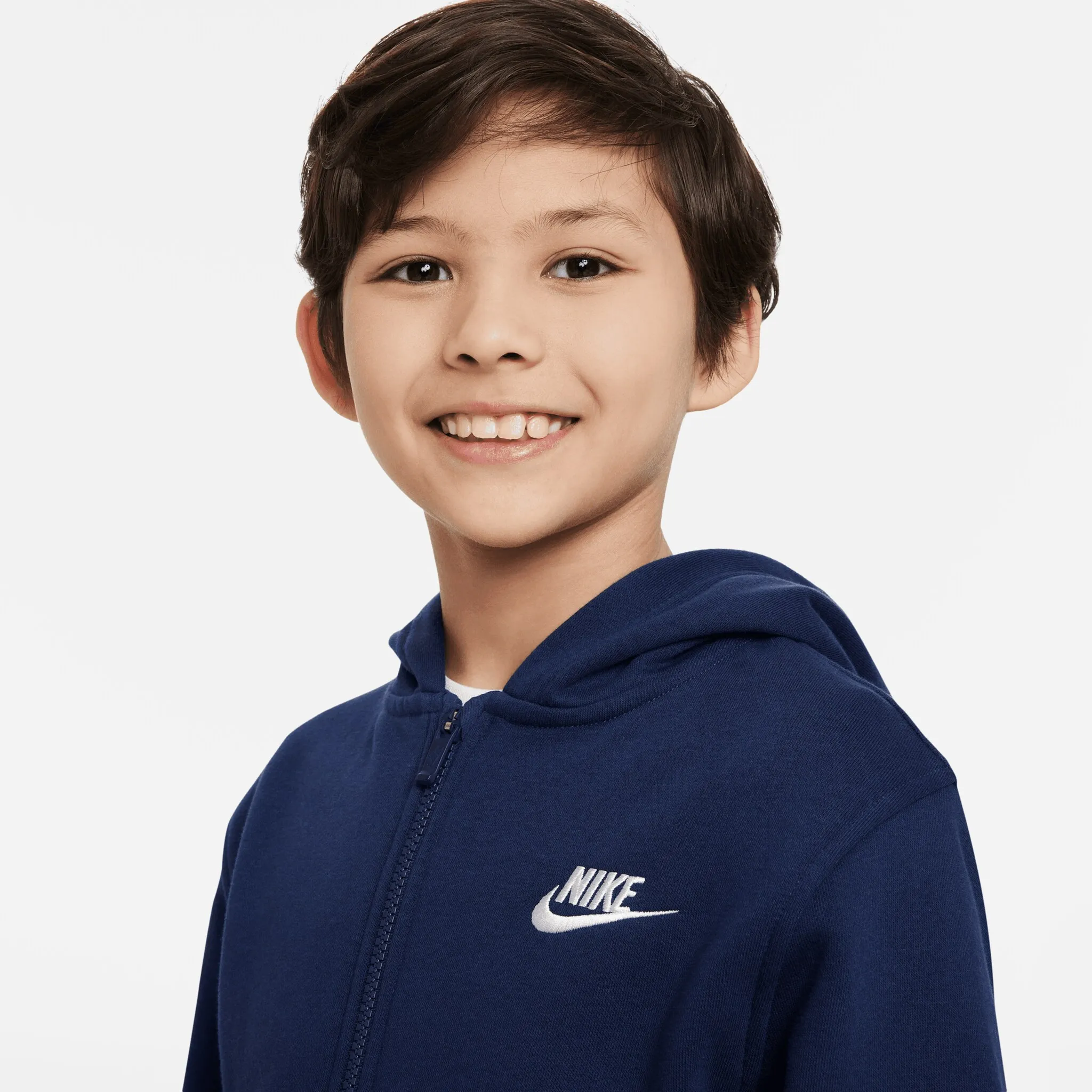 Толстовка с капюшоном Nike Sportswear "CLUB FLEECE BIG KIDS' FULL-ZIP HOODIE", белый — фото 3