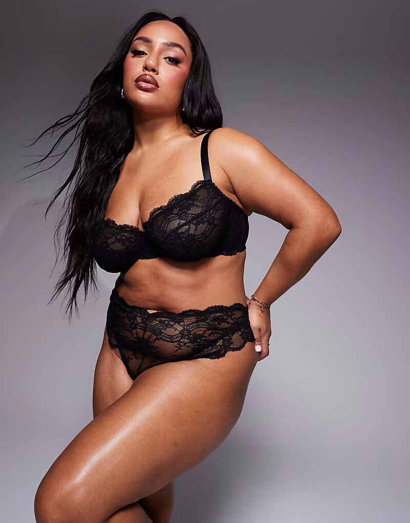 

Кружевные стринги Curve Lola ASOS DESIGN черного цвета