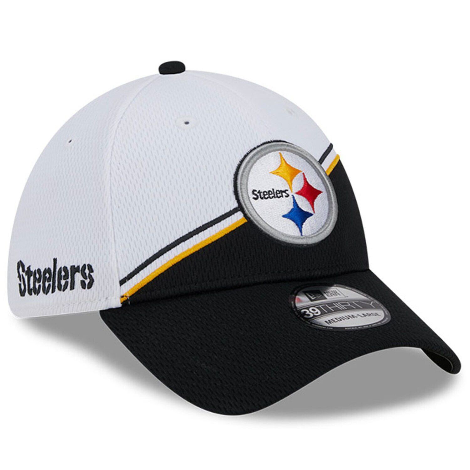 

Мужская кепка New Era белая/черная Pittsburgh Steelers 2023 Sideline 39THIRTY Flex Hat