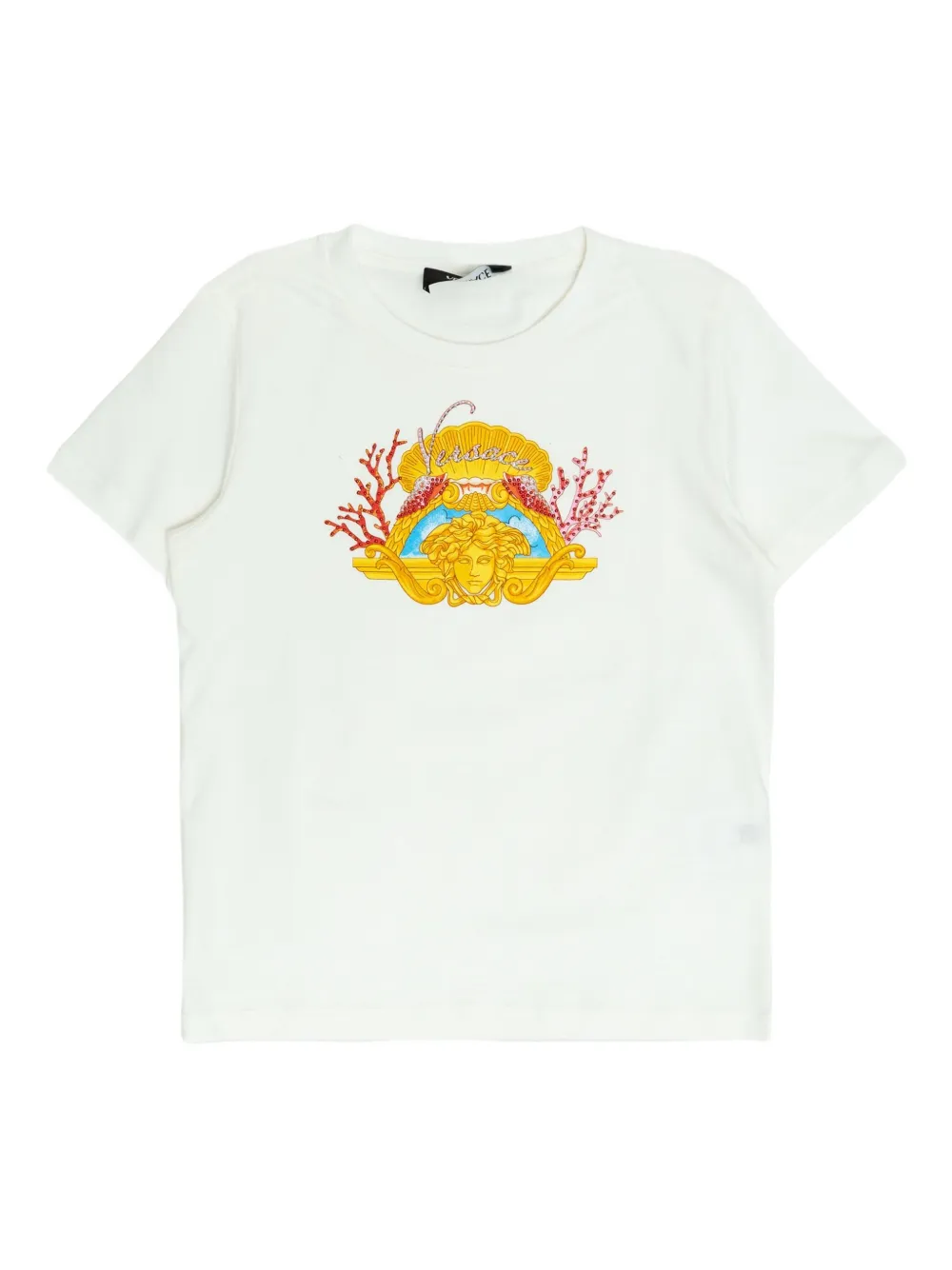 

Футболка с графичным принтом Versace Kids, белый