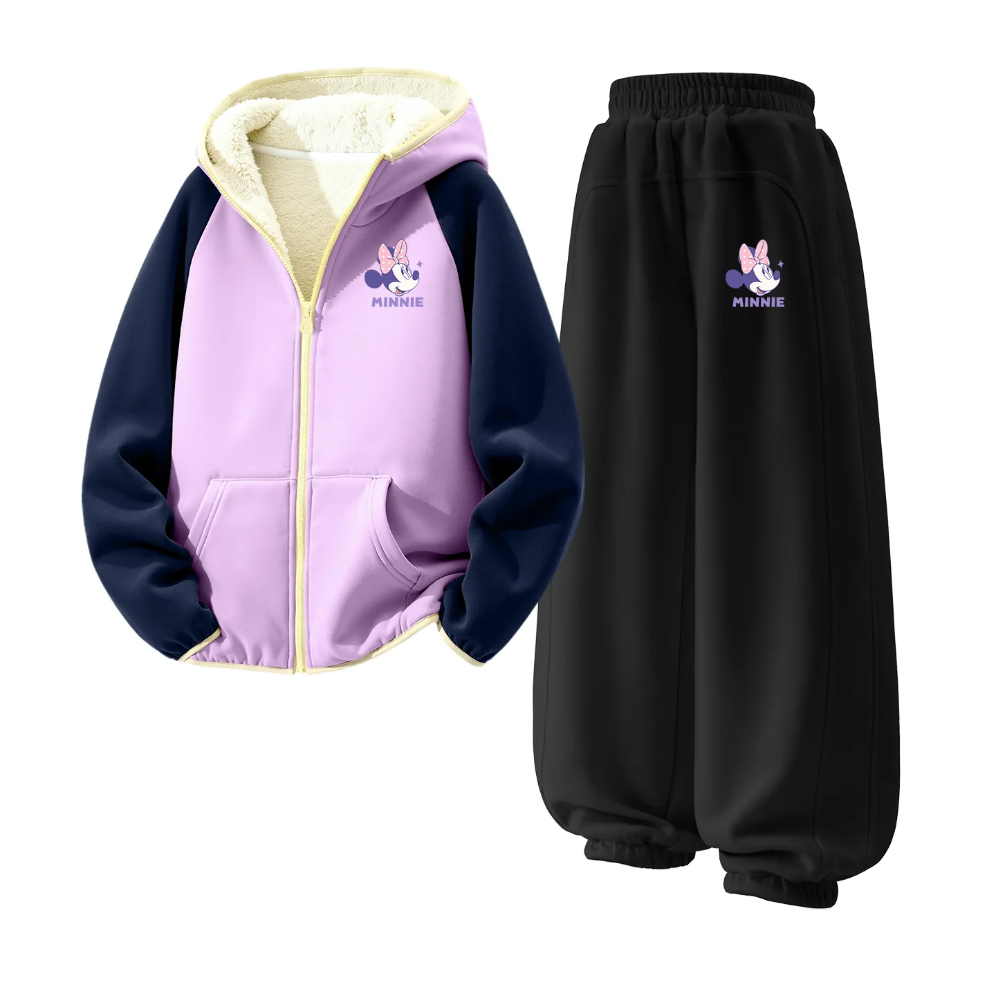 Детский спортивный комплект Casual Disney, [Thickened and Fleece-Lined]Dini Knot K Purple+Dini Knot K Black