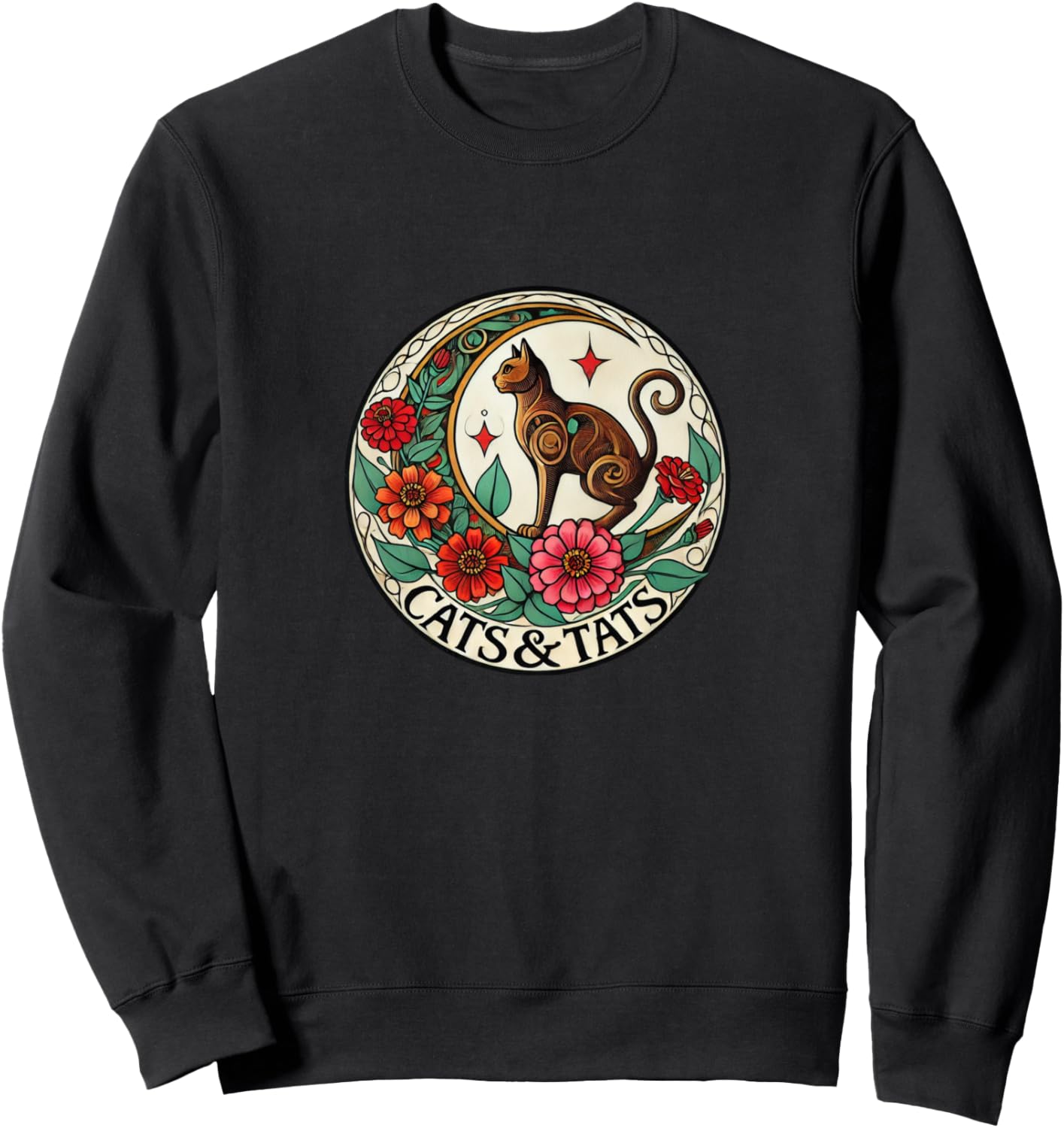

Толстовка с иллюстрацией «Коты и татуировки» в стиле модерн Vintage Tattoo Lover Snugg, черный
