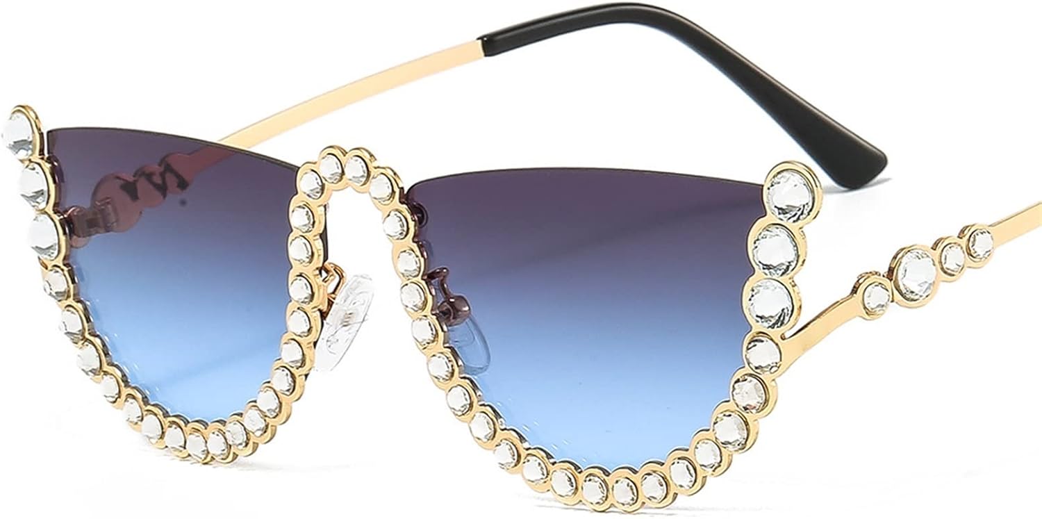 

Солнцезащитные очки GAOXIN в полуободковой металлической оправе с бриллиантами для мужчин и женщин, для отдыха на природе, пляжа и вечеринок (Цвет: E, Размер: Средний), E