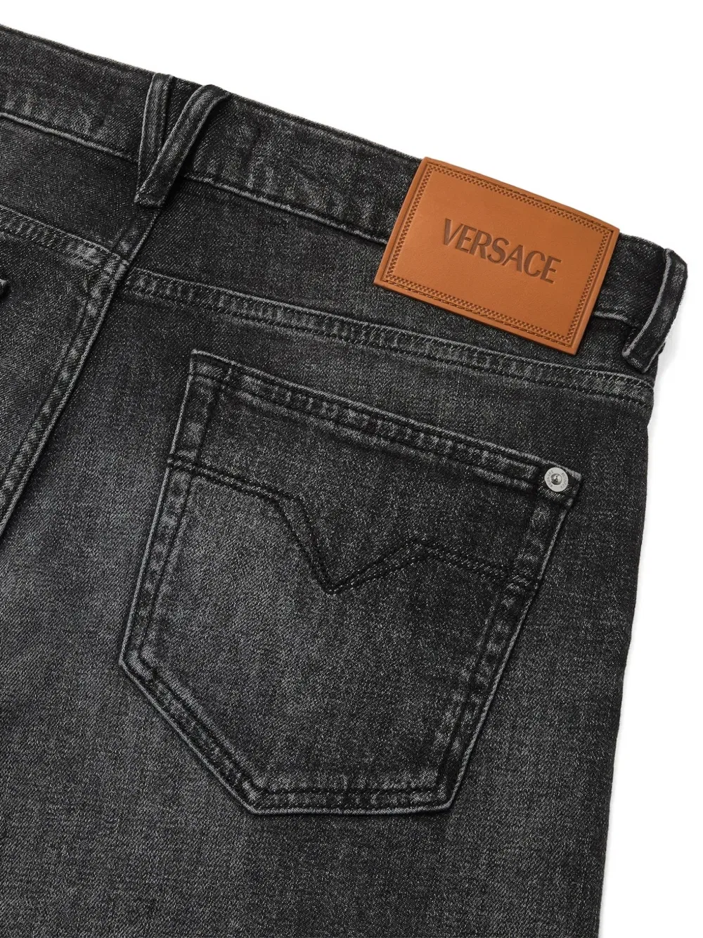 Джинсы зауженного кроя с эмблемой Медузы Versace, серый — фото 4