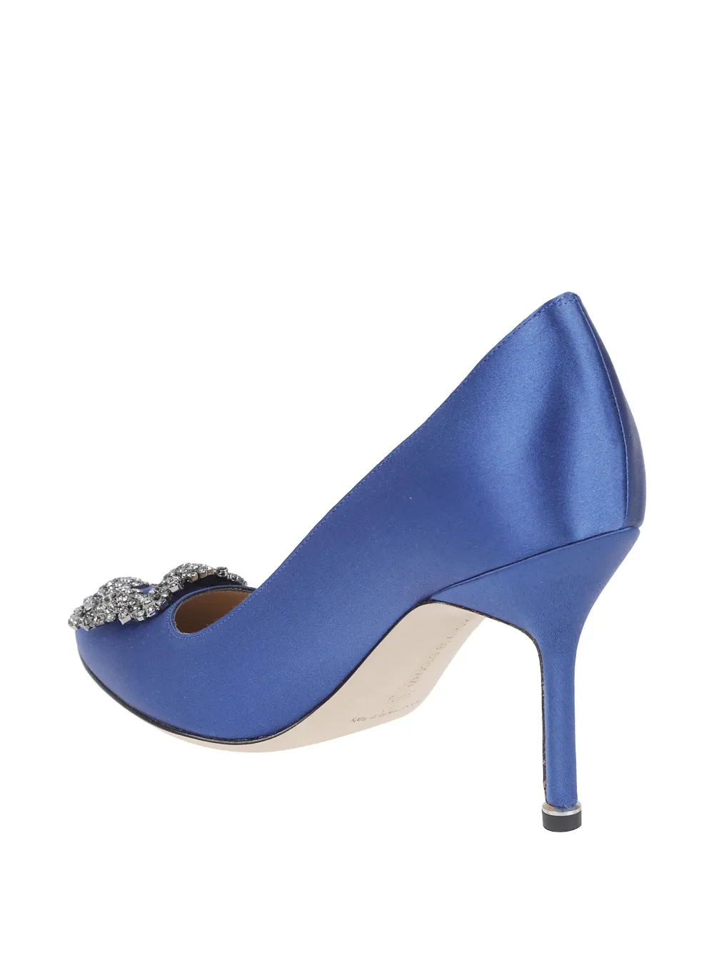 Туфли-лодочки на каблуке 90 мм, украшенные кристаллами Manolo Blahnik, синий — фото 3