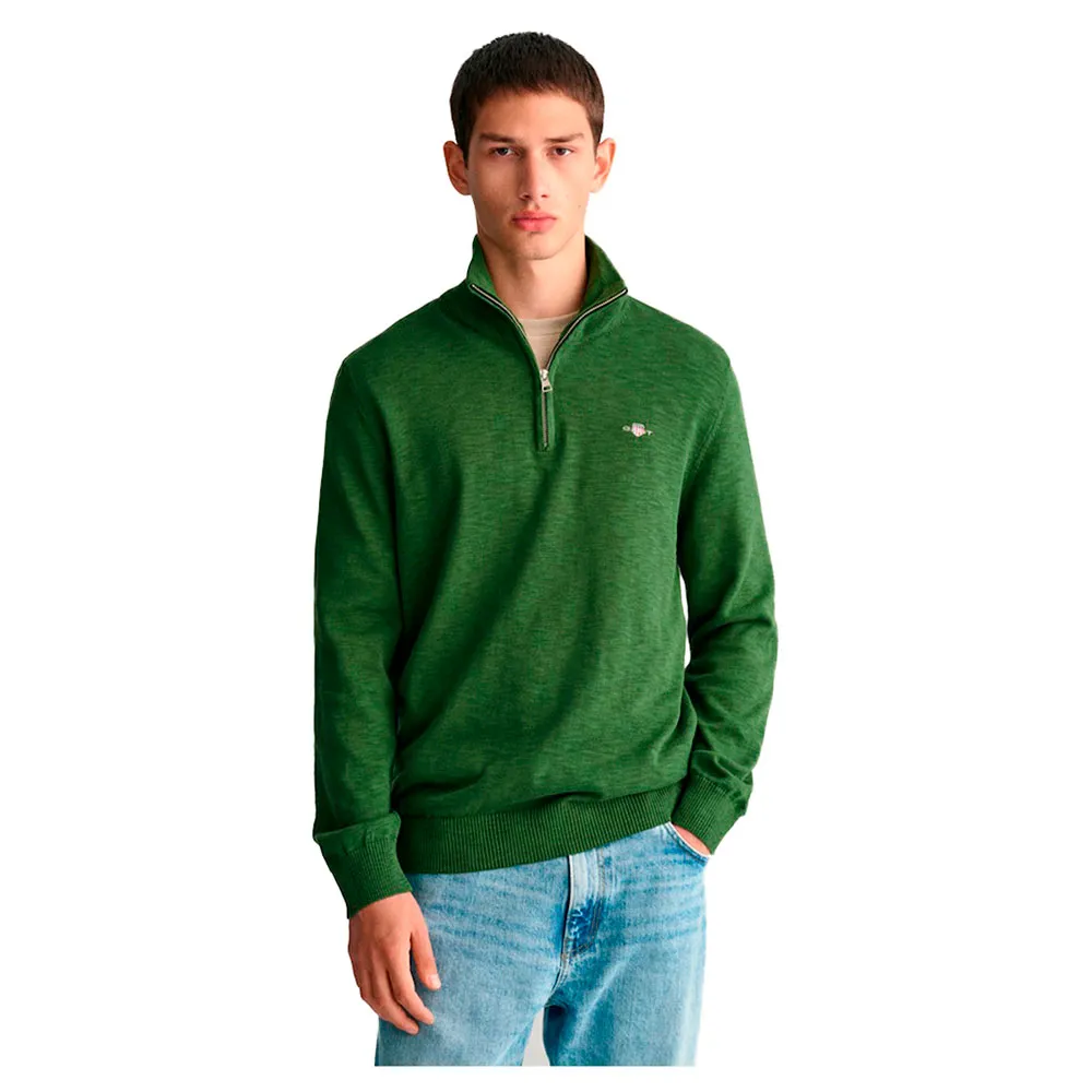 

Свитер Gant Flamme half zip, зеленый