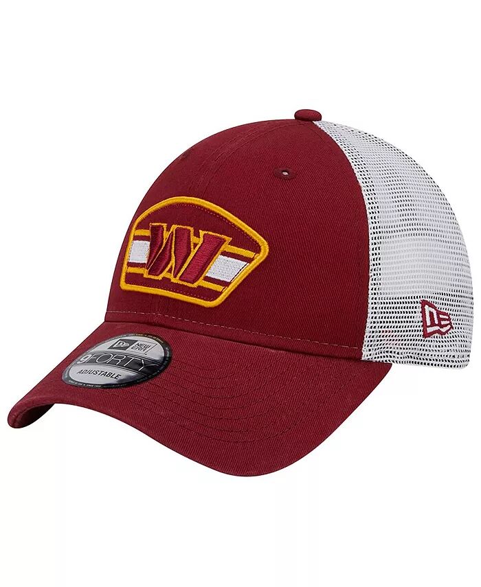 

Мужская кепка-кепка Trucker 9FORTY Snapback бордового и белого цвета с нашивкой-логотипом Washington Commanders New Era