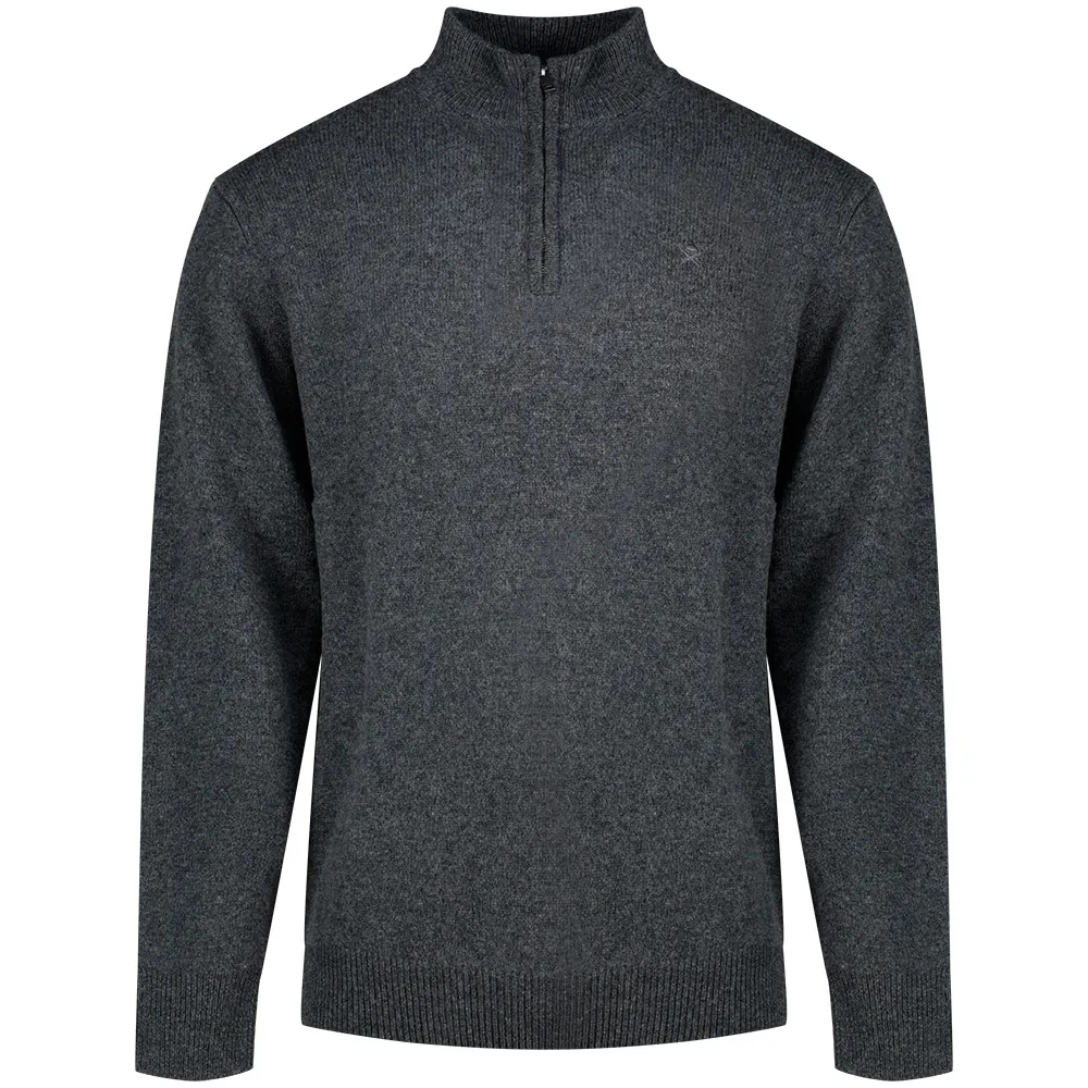 

Свитер Hackett из овечьей шерсти с застежкой-молнией до середины груди, серый