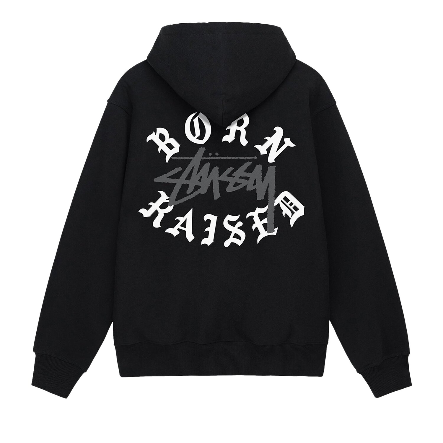 Толстовка на молнии с логотипом Stussy x Born X Raising, цвет Черный — фото 2