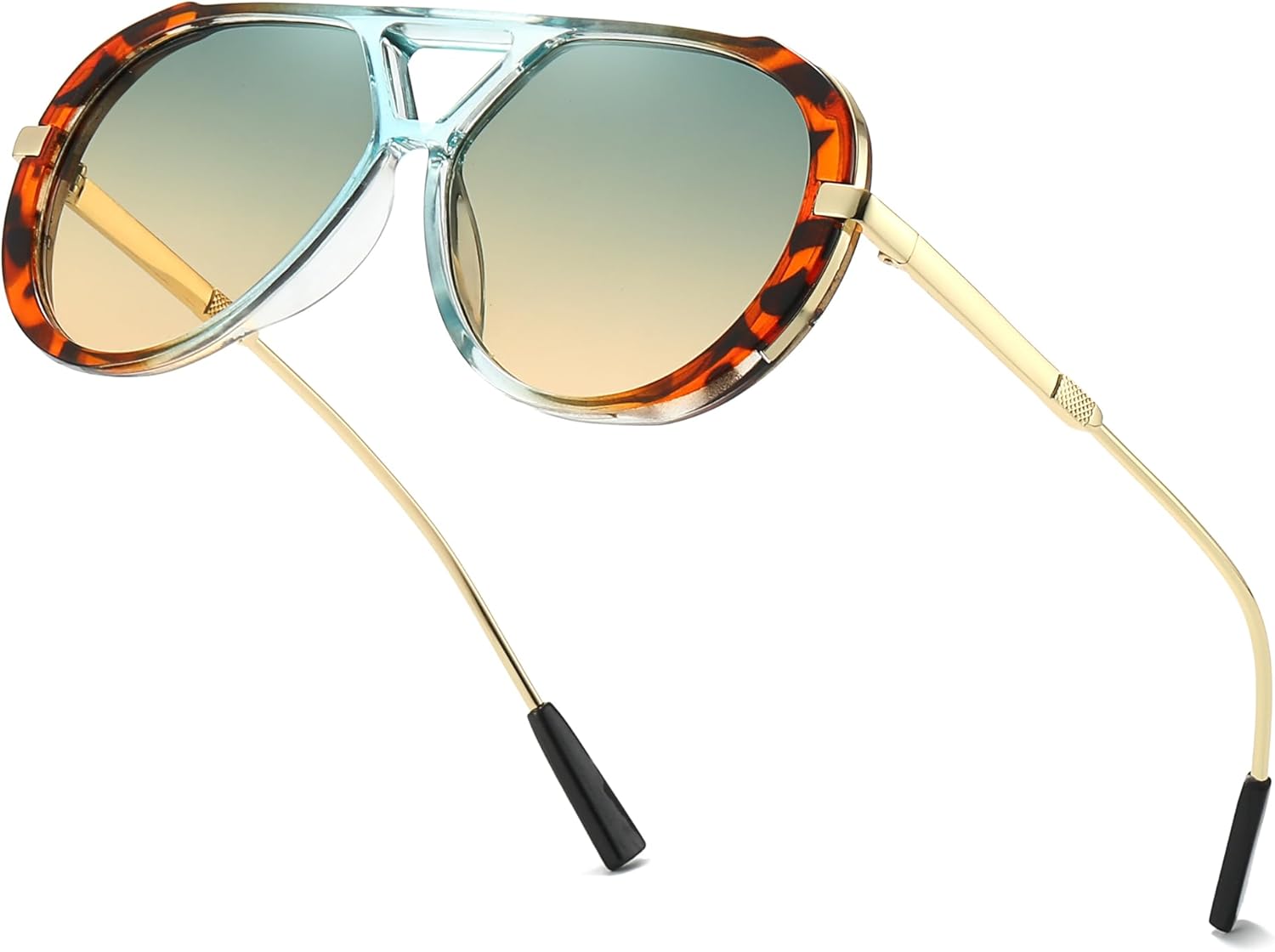 

Солнцезащитные очки-авиаторы IGnaef Retro Round для женщин и мужчин - большие, не спутываются, защита от УФ-излучения UV400 IF6152, C03 Green Tortoise Frame / Green Brown Lenses