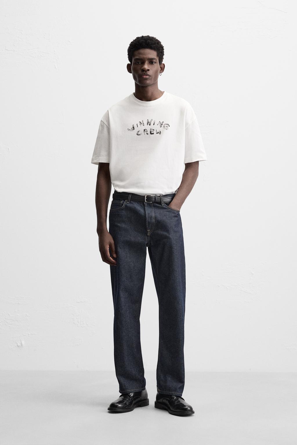 

Футболка с принтом слогана ZARA, белый