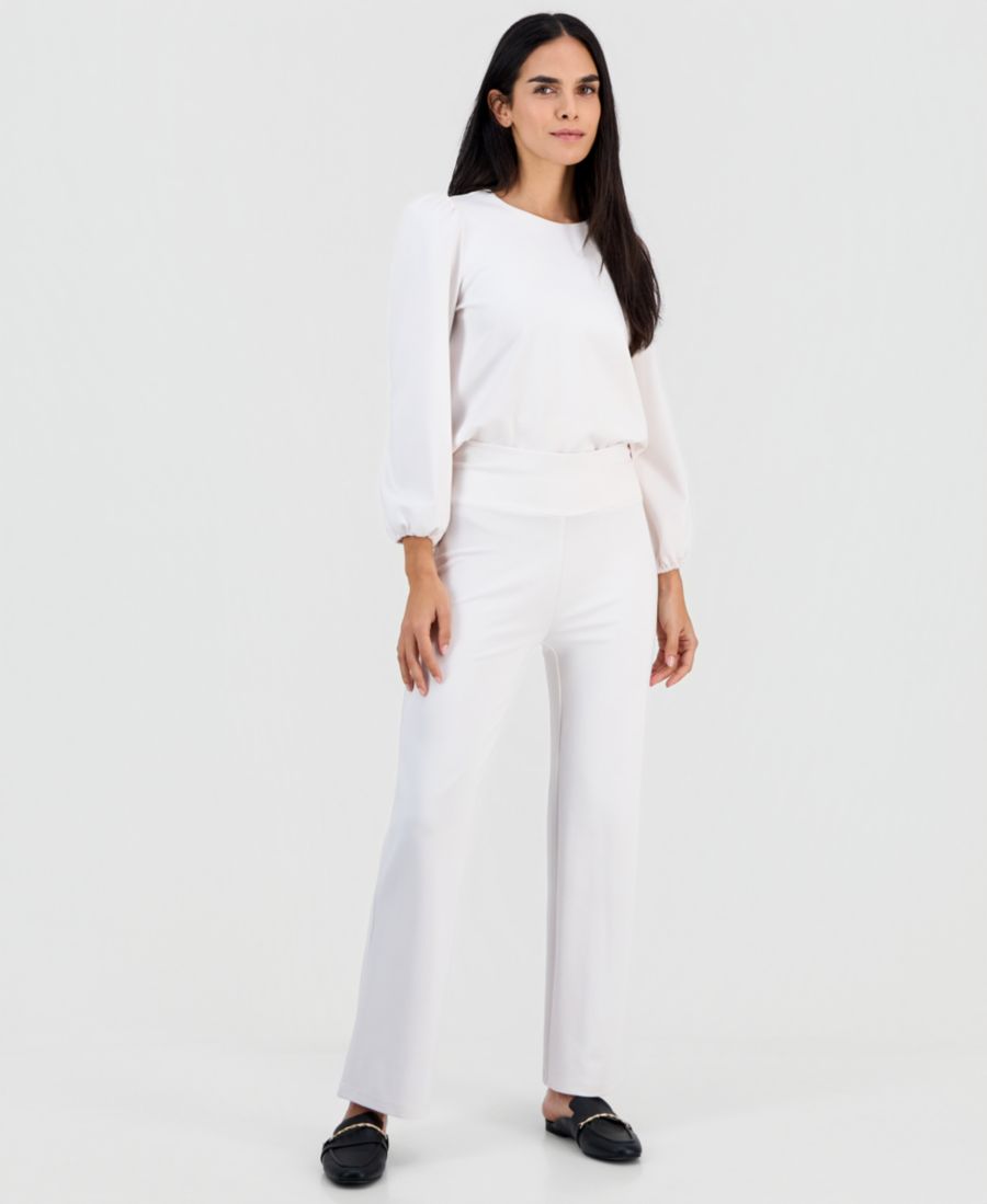 

Вязаные брюки Petite Serenity на резинке AK Anne Klein, White Dove