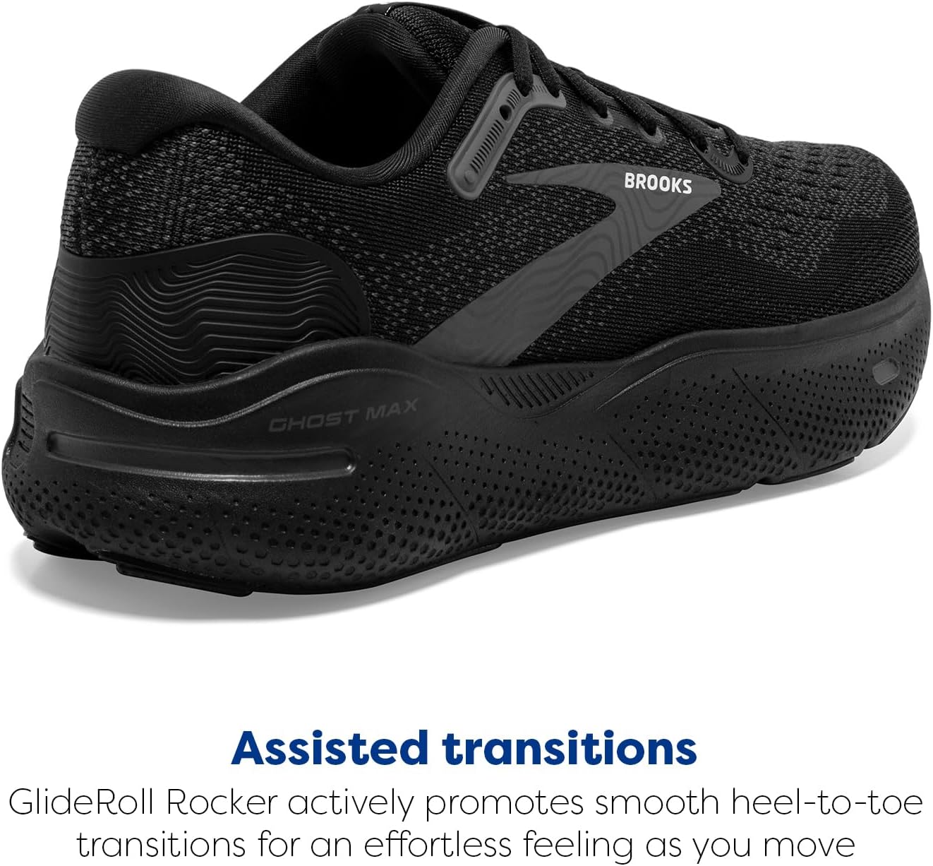 Мужские кроссовки Brooks Ghost Max Cushion для бега и ходьбы, нейтральная посадка, черный — фото 3