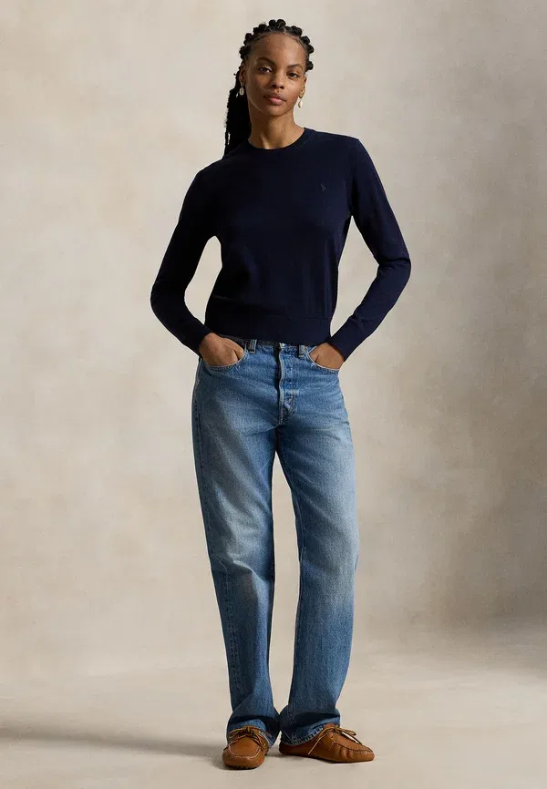 Свитер с круглым вырезом из мериносовой шерсти Polo Ralph Lauren, тёмно-синий — фото 2