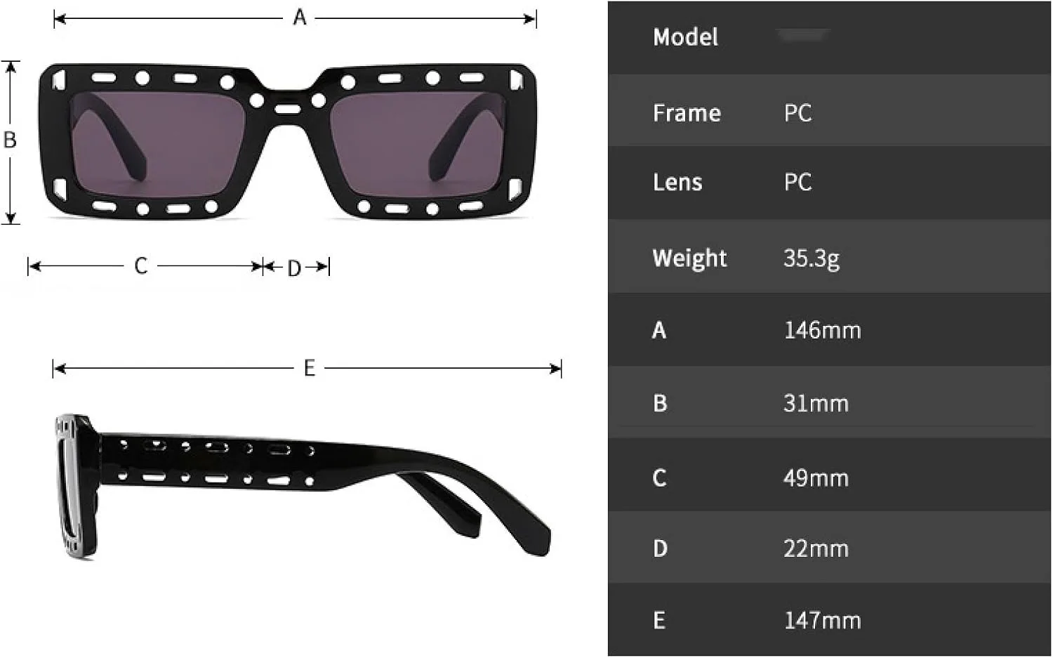 

Полые солнцезащитные очки для мужчин и женщин в модном хип-хоп стиле, для активного отдыха, уличной фотографии, с защитой от УФ-излучения UV400 TKKTLLT, Gray Tea