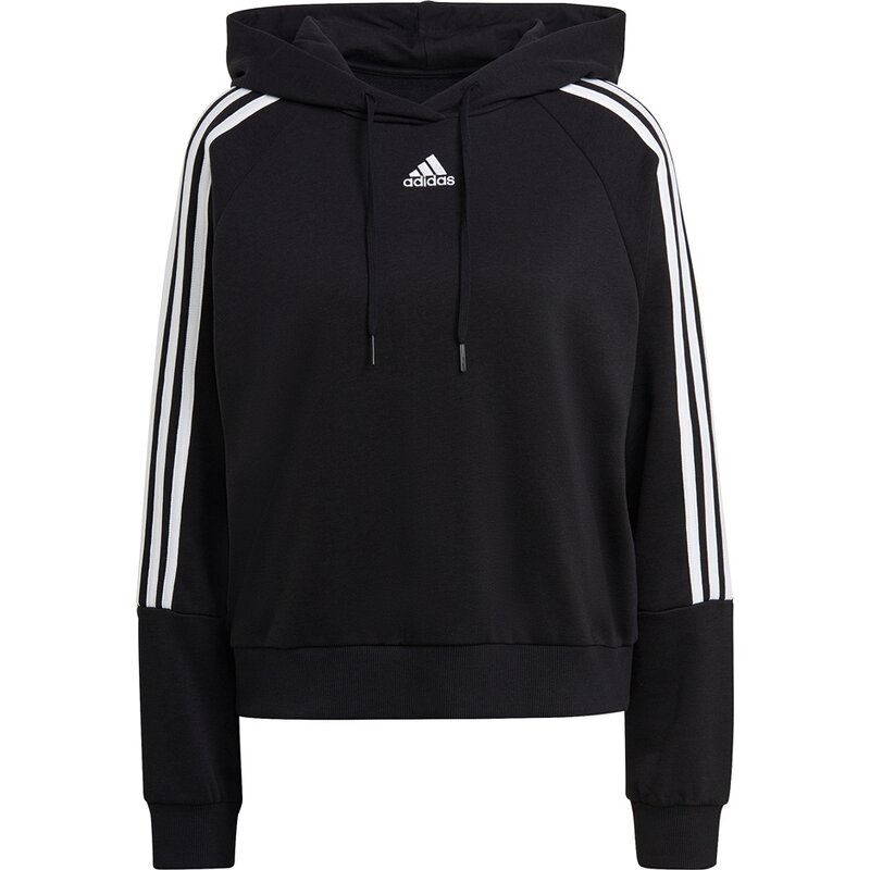 

Укороченная толстовка свободного кроя с тремя полосками Essentials Adidas, черный