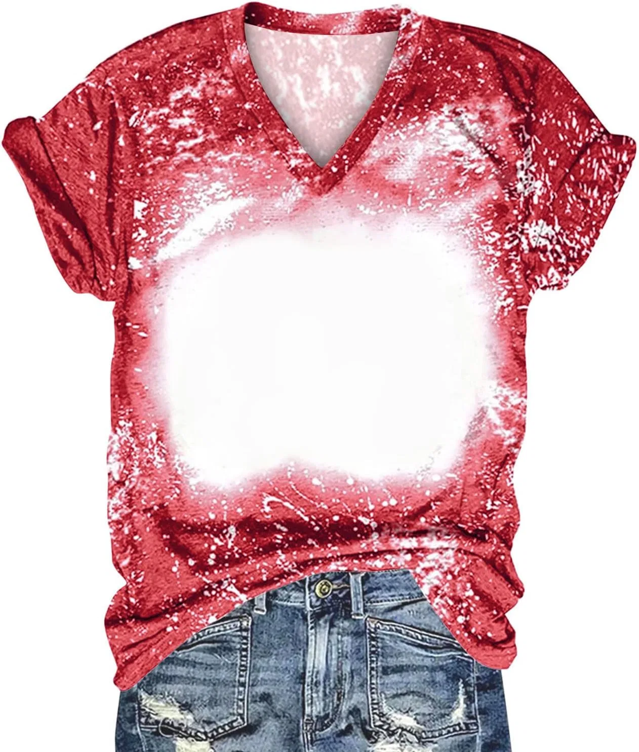 Футболка женская с V-образным вырезом, Slim Fit, Red — фото 3