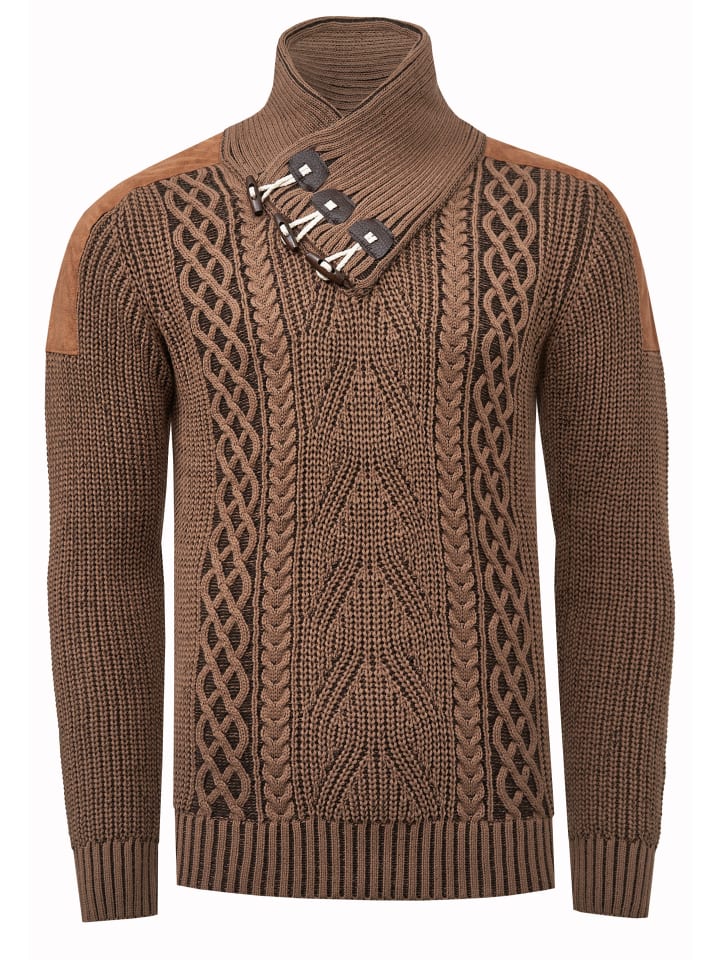 

Свитер крупной вязки с воротником-стойкой цвета верблюжьей шерсти Rusty Neal