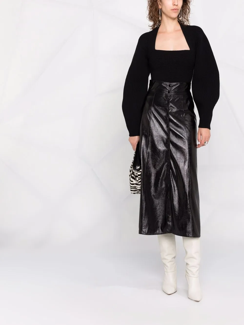 Юбка миди из искусственной кожи Isabel Marant, черный — фото 2