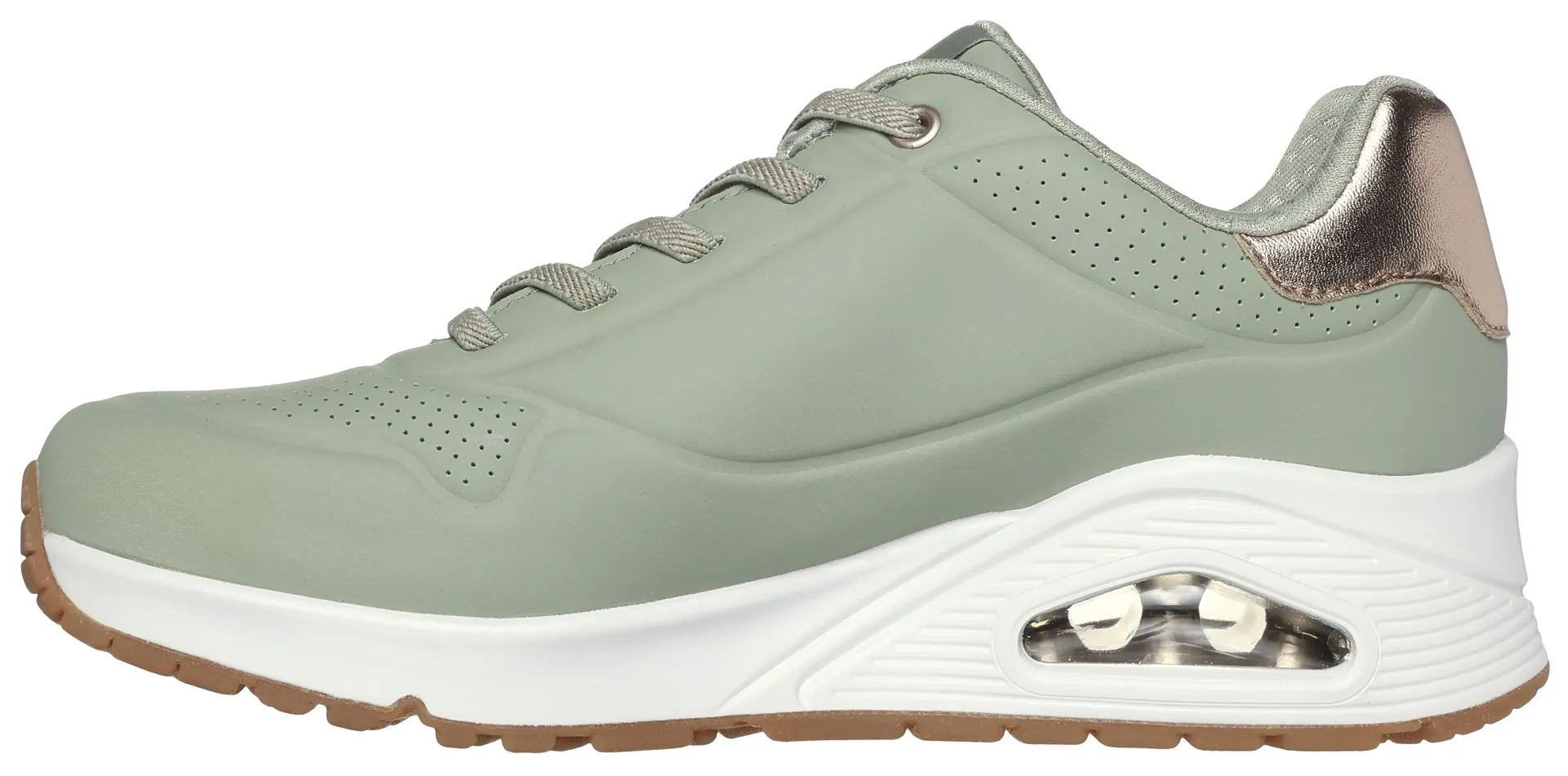 Слипоны Skechers "UNO SHIMMER AWAY", тапочки, повседневная обувь, полуботинки на модной танкетке, зеленый — фото 4