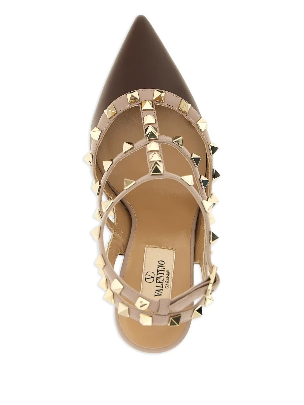Туфли Rockstud Caged из кожи 100 мм VALENTINO GARAVANI, коричневый — фото 4