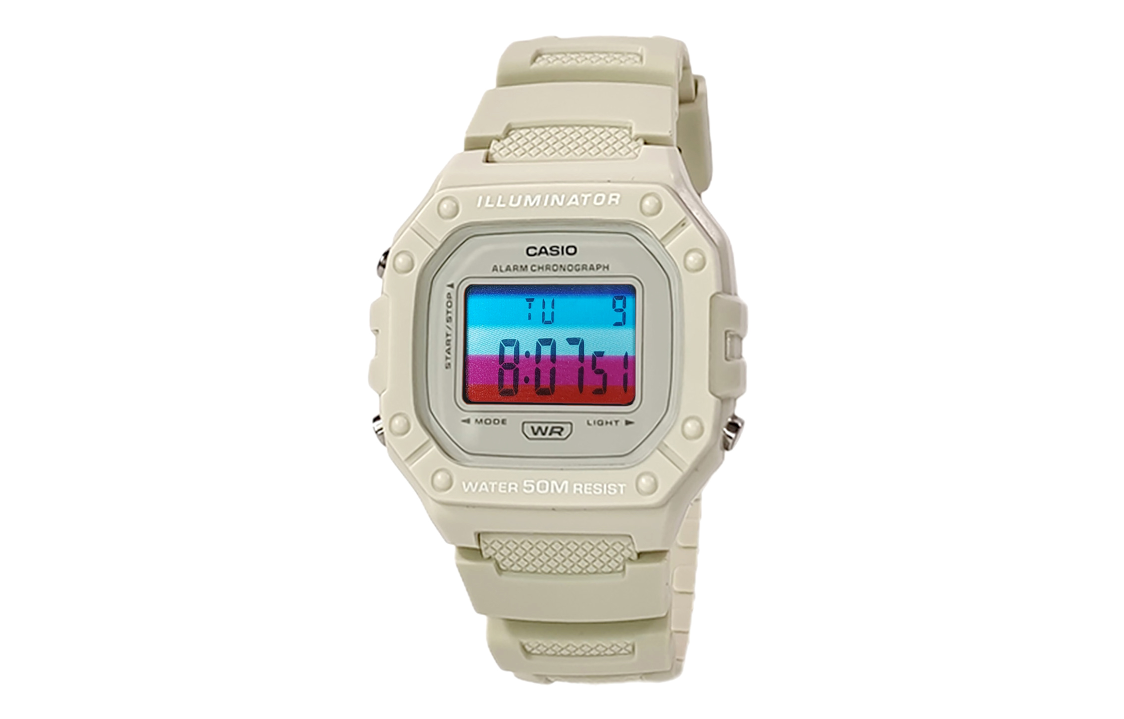 

CASIO Мужские часы Retrofit Series с кварцевым механизмом и ремешком из смолы, белый циферблат